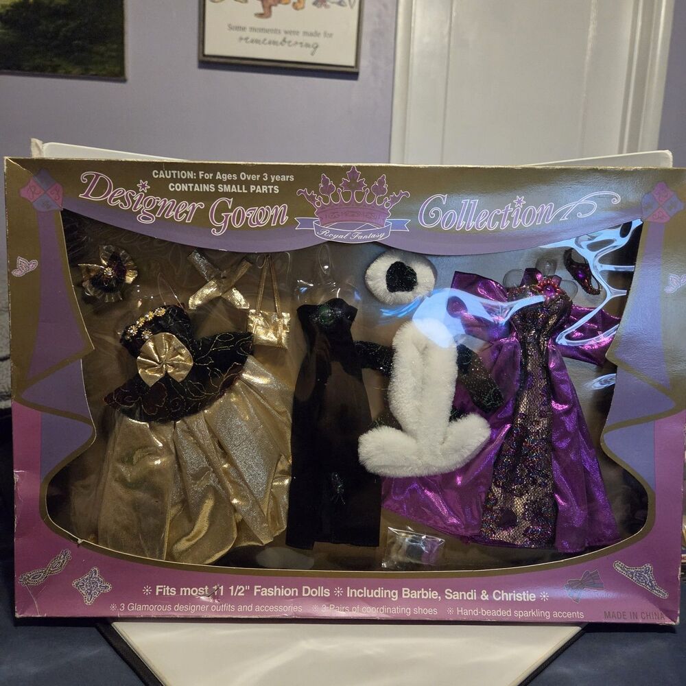 2 RARE VTG Royal Fantasy Designer Gown Collection 1994 NIB for Barbie & Dolls
